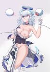  black_choker breasts chain choker cleavage covering covering_breasts cum cum_on_body cum_on_breasts dress floating floating_object gloves highres kamishiro_rita large_breasts one_breast_out surprised tears thick_thighs thighs torn_clothes torn_dress 
