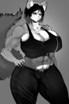  abs absurd_res anthro big_breasts bottomwear breasts cleavage clothed clothing female hi_res huge_breasts kantan mammal muscular muscular_female pants solo 