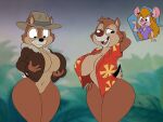  2022 anthro big_breasts bottomless breasts chip_&#039;n_dale_rescue_rangers chip_(disney) chipmunk cleavage clothed clothing crossgender dale_(disney) digital_media_(artwork) disney dracojeff female gadget_hackwrench ground_squirrel group male male/female mammal mouse mtf_crossgender murid murine rodent sciurid trio wide_hips 