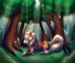  ambiguous_gender arcanine canid canine chilling feral fluffy forest generation_1_pokemon mammal nintendo peaceful plant pokemon pokemon_(species) solo tree video_games 