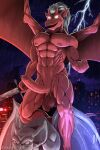  abs anthro balls brooklyn_(gargoyles) city disney erection foreskin gargoyle gargoyles genitals hi_res iudicium86 lightning male melee_weapon muscular night nipples pecs penis raining sculpture solo statue sword weapon wings 