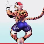  anthro butt erea felid hi_res insaneeighteen male mammal muscular muscular_anthro muscular_male pantherine solo striped_body stripes tiger 