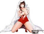  1girl :p ass_visible_through_thighs bangs bed_sheet breasts cleavage collarbone cooking_pot covered_navel crazy_eyes empty_eyes full_body game_cg gloves groin_tendon hair_in_mouth high_heels highres holding holding_knife icing kneeling knife large_breasts last_origin long_hair looking_at_viewer official_alternate_costume official_art one-piece_swimsuit purple_eyes red_footwear red_one-piece_swimsuit rorobomb sanpaku scissors_lise see-through_swimsuit shiny shiny_skin side_cutout side_ponytail simple_background solo swimsuit tachi-e toeless_footwear tongue tongue_out torn_clothes torn_swimsuit transparent_background very_long_hair wardrobe_malfunction white_gloves yandere 