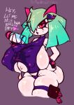 absurd_res big_breasts breasts clothed clothing female generation_3_pokemon green_hair hair hi_res huge_breasts kirlia lube nintendo not_furry pokemon pokemon_(species) solo thick_thighs video_games wolflance 