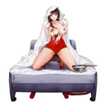  1girl :p ass_visible_through_thighs bangs bed bed_sheet breasts cleavage collarbone cooking_pot covered_navel crazy_eyes empty_eyes full_body game_cg gloves groin_tendon hair_in_mouth high_heels highres holding holding_knife icing kneeling knife large_breasts last_origin long_hair looking_at_viewer official_alternate_costume official_art on_bed one-piece_swimsuit purple_eyes red_footwear red_one-piece_swimsuit rorobomb sanpaku scissors_lise see-through_swimsuit shiny shiny_skin side_cutout side_ponytail simple_background solo swimsuit tachi-e toeless_footwear tongue tongue_out torn_clothes torn_swimsuit transparent_background very_long_hair wardrobe_malfunction white_gloves yandere 