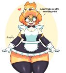  &lt;3 2022 absurd_res animal_crossing anthro artist_name blonde_hair blush breasts canid canine canis cleavage clothed clothing derp_eyes derpybelle dialogue domestic_dog english_text eyewear female glasses hair hi_res isabelle_(animal_crossing) jhenightfox looking_at_viewer maid_uniform mammal nintendo open_mouth open_smile shih_tzu signature smile solo talking_to_viewer teeth text thick_thighs tooth_gap toy_dog uniform video_games wide_hips 