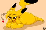  2:3 absurd_res anthro big_butt blonde_hair breasts butt cosplay_pikachu_(character) dialogue generation_1_pokemon hair hi_res huge_butt lying nintendo nr_ac nude on_front pikachu pokemon pokemon_(species) video_games 