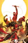  black_gloves black_pants black_shirt bodysuit comic_cover cover_image crossover daredevil dragon_boy elektra_natchios english_commentary fighting fortnite gloves highres holding holding_weapon horns hybrid_(fortnite) kael_ngu lizardman looking_up marvel mask matt_murdock motion_blur official_art open_mouth pants parted_lips red_bodysuit sai_(weapon) sharp_teeth shirt skin_tight superhero teeth weapon western_comics_(style) 