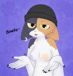  5_fingers absurd_res anthro breasts calico_cat claws clothed clothed/nude clothing domestic_cat epic_games felid feline felis female fingers fortnite hat hat_only headgear headgear_only headwear headwear_only hi_res looking_at_viewer mammal max_draws meow_skulls_(fortnite) mismatched_nipples mostly_nude mottled nipples nude open_mouth piebald piercing solo video_games 