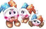  blush boots bow_tie clothing doneru fangs footwear hat headgear headwear kirby_(series) looking_at_viewer looking_up marx_(kirby) nintendo pink_body simple_background sitting smile solo video_games waddling_head white_background 