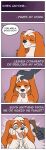 3_panel_comic anthro border canid canine canis dialogue dialogue_box dog_food dog_treat domestic_dog english_text eyes_closed floppy_ears freckles_(artist) fur hair hi_res male mammal multicolored_body multicolored_fur open_mouth open_smile orange_body orange_fur pecas_(freckles) pet_food petting petting_head purple_background simple_background smile solo_focus text tongue tongue_out two_tone_body two_tone_fur white_body white_border white_fur white_hair wide_eyed 