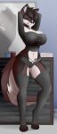  2022 absurd_res anthro aura_(aurathedanishhusky) big_breasts blush breasts brown_body brown_fur brown_hair canid canine canis clothed clothing collar digital_media_(artwork) domestic_dog ear_piercing eyelashes feet female fingers fluffy fluffy_tail footwear fur hair hi_res husky knee_highs knee_socks legwear looking_at_viewer mammal multicolored_body multicolored_fur nordic_sled_dog piercing raxel simple_background smile socks solo solo_focus spitz stockings thathuskyaura thigh_highs thigh_socks toes white_body white_fur 