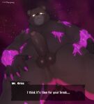  2022 5_fingers absurd_res anthro anus areola balls belly biped brown_bear brown_body brown_fur butt claws dialogue dialogue_box digital_media_(artwork) english_text erection finger_claws fingers foreskin fur genitals glans glowing glowing_eyes grizzly_bear hi_res humanoid_genitalia humanoid_penis low-angle_view male mammal moobs mr._grizz mrkeypoo nintendo nipples nude overweight overweight_anthro overweight_male partially_retracted_foreskin penis perineum slime solo space splatoon star talking_to_viewer text thick_thighs tight_foreskin underbutt ursid ursine vein veiny_penis video_games worm&#039;s-eye_view 