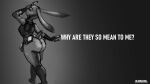 anthro big_butt bluebarrel bodily_fluids bottomwear butt clothed clothing crying curvy_figure dipstick disney ears_down everyone_is_so_mean_to_me eyebrows eyelashes eyes_closed female frown grey_background hair huge_butt huge_hips huge_thighs humanoid invalid_tag judy_hopps judy_hopps_allegation_challenge knee_pads lagomorph leporid mammal multicolored_ears pants pivoted_ears police_uniform policewoman rabbit scut_tail shirt short_tail simple_background sniffling solo tears text thick_thighs topwear uniform wide_hips zootopia 