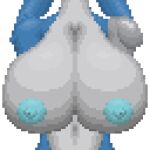  alien animated anthro avali avian big_breasts blue_body blue_ears blue_feathers blue_nipples bouncing_breasts breasts daro_silvertail feathers female knockedoutdragon low_res nipples robotic_arm solo white_body white_breasts white_feathers 