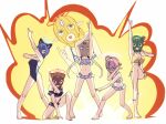  6+girls :&gt; ahoge animal_ears ayane_(blue_archive) ayane_(swimsuit)_(blue_archive) bag bag_over_head balaclava barefoot bikini black_bikini blonde_hair blue_archive breasts cleavage explosion frilled_bikini frills halo hifumi_(blue_archive) hifumi_(swimsuit)_(blue_archive) hoshino_(blue_archive) hoshino_(swimsuit)_(blue_archive) large_breasts long_hair low_twintails marudeningen medium_breasts multiple_girls nonomi_(blue_archive) nonomi_(swimsuit)_(blue_archive) one-piece_swimsuit one_knee open_mouth paper_bag pink_hair pointy_ears pose serika_(blue_archive) serika_(swimsuit)_(blue_archive) shiroko_(blue_archive) shiroko_(swimsuit)_(blue_archive) smile standing standing_on_one_leg striped striped_bikini swimsuit thumbs_up twintails very_long_hair white_bikini yellow_bikini 