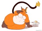  anthro belly big_butt breasts butt cake cocoa_(cheesecaker) dessert eating female food food_on_face fur generation_1_pokemon hair huge_butt kazecat mammal nintendo nude obese obese_anthro obese_female overweight overweight_anthro overweight_female pokemon pokemon_(species) raichu simple_background solo thick_thighs video_games 