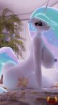  3d_(artwork) absurd_res anthro anthrofied big_breasts breasts butt digital_media_(artwork) equid equine female friendship_is_magic hair hi_res horn loveslove mammal multicolored_hair my_little_pony nipples nude princess_celestia_(mlp) solo sparkles unicorn 