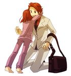  1girl brother_and_sister hug lowres mikawa_(xxcrisp) red_hair siblings umineko_no_naku_koro_ni ushiromiya_ange ushiromiya_battler younger 