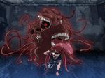  airi airi_(queen's_blade) from_behind huge_tongue long_hair monster queen&#039;s_blade queen's_blade red_hair saliva sitting ss-brain tentacle tongue twintails you_gonna_get_raped 