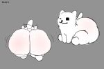  2026 annoying_dog_(undertale) artist_name axoarts big_butt black_eyes black_nose butt canid canine canis digital_media_(artwork) domestic_dog feral fur grey_background hi_res male mammal motion_lines one_eye_closed quadruped rear_view simple_background sitting smile solo tail tail_motion tailwag text thick_thighs three-quarter_view undertale undertale_(series) white_body white_ears white_fur white_tail 