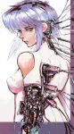  1girl absurdres artificial_eye cable cyberpunk cyborg ghost_in_the_shell ghost_in_the_shell:_sac_2045 highres kusanagi_motoko kyezzzz lineup purple_hair science_fiction short_hair solo subdermal_port 