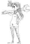  angry bracelet dress female full_body hand_on_hip headband hips jewelry kumashiro_maya long_hair mike156 minidress monochrome occult_academy seikimatsu_occult_gakuin short_dress sketch solo standing thighhighs white_background wrench 