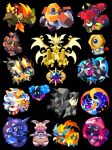  aqua_eyes black_background claws closed_eyes closed_mouth cosmoem cosmog dragon fangs full_body highres lunala magearna magearna_(normal) marshadow melmetal meltan multiple_wings necrozma necrozma_(dawn_wings) necrozma_(dusk_mane) necrozma_(normal) nut_(hardware) one-eyed open_mouth pokemon pokemon_(creature) pokemon_focus robot shichi_(7cube_ori) simple_background smile solgaleo solid_oval_eyes tapu_bulu tapu_fini tapu_koko tapu_lele wings zeraora 