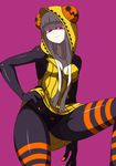  alternate_color black_panties bodysuit cosplay dress electro_alice electro_alice_(cosplay) electro_emilia halloween hand_on_hip hime_cut hood hoodie jack-o'-lantern ken_(koala) long_hair microdress nail_polish orange_nails original panties panties_under_pantyhose pantyhose sidelocks smile solo striped striped_legwear underwear 