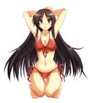  :o akiyama_mio armpits arms_behind_head bad_id bad_pixiv_id barefoot bikini black_eyes black_hair blush breasts cameltoe cleavage covered_nipples front-tie_top full_body k-on! kneeling large_breasts long_hair navel newpe open_mouth side-tie_bikini simple_background solo swimsuit underboob very_long_hair 