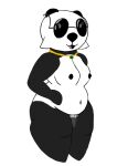 anthro bear big_butt black_body black_fur breasts butt eyewear female foreskin frutigooner fur genitals giant_panda glasses gynomorph hi_res intersex jade_(gem) jewelry lgbtq mammal nerd overweight penis pubes pubes_exposed shortstack slightly_chubby slightly_chubby_gynomorph slightly_chubby_intersex solo thick_thighs trans_(lore) trans_woman_(lore) wearing_glasses white_body white_fur