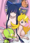 2girls breasts brief_(character) brief_(psg) chuck chuck_(psg) covering large_breasts multiple_girls nude nude_cover panty_&amp;_stocking_with_garterbelt panty_(character) panty_(psg) stocking_(character) stocking_(psg) 