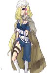  1girl bandana bandanna blonde_hair blue_eyes boots cain_highwind cape female final_fantasy final_fantasy_iv final_fantasy_iv_the_after genderswap hair_over_one_eye long_hair nezi_ch solo torn_clothes white_background 