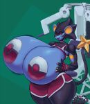  anthro big_breasts bottomwear bra breasts clothed clothing female fingerless_gloves generation_4_pokemon gloves hand_on_breast handwear huge_breasts huge_thighs hyper hyper_breasts luxray multicolored_body nintendo open_mouth pasties pokemon pokemon_(species) raised_bra raised_clothing raised_underwear red_sclera shorts snao solo sports_bra thick_thighs underwear video_games yellow_eyes 