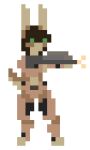  animated anthro armor digital_media_(artwork) gun halo lagomorph leporid low_res male mammal marsminer pixel_(artwork) rabbit ranged_weapon rousso shooting solo weapon 