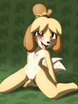  animal_crossing anthro bell blush blush_lines breasts canid canine canis digital_media_(artwork) domestic_dog female fur fureezy genitals hair hi_res isabelle_(animal_crossing) kneeling leaning leaning_back looking_at_viewer mammal nintendo nipples nude open_mouth pussy shih_tzu signature simple_background small_breasts smile solo tail_motion tailwag toy_dog underbelly video_games yellow_body yellow_fur 