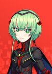  absurdres android blue_cape cape chest_jewel green_hair highres ino_(xenoblade) joints mechanical_arms mechanical_legs neck red_armor robot_joints smile xenoblade_chronicles_(series) xenoblade_chronicles_3 