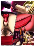  absurd_res anthro artist_thed4rk1ord blonde_hair canid canine canis character_anubis character_vidja duo female female_wolf fur hair hi_res jackal male male/female mammal penetration wolf yellow_body yellow_fur 