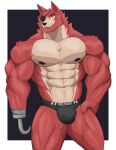  abs anatake anthro biceps big_muscles black_clothing black_thong black_underwear bulge canid canine clothing countershade_torso countershading eye_patch eyewear five_nights_at_freddy&#039;s fox foxy_(fnaf) fur hi_res hook_hand huge_muscles male mammal muscular muscular_anthro muscular_male navel nipples pecs quads red_body red_fur scottgames simple_background solo thong underwear veiny_muscles video_games 
