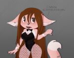  anthro big_breasts black_nose black_suit blush breasts brown_hair canid canine canis clothing digital_drawing_(artwork) digital_media_(artwork) female fur hair hi_res htfoc j.fbelen jfbelen long_hair mammal piercing pink_body pink_fur pinup pose pubes red_clothing seductive shy solo suit tight_clothing wolf 