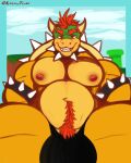  absurd_res anthro ayden_feuer balls big_balls big_bulge big_pecs big_penis bowser bowser_day bulge choker clothing eyebrows genitals hair hi_res horn huge_balls huge_penis jewelry koopa looking_at_viewer looking_pleasured male mario_bros muscular muscular_male necklace nintendo pecs penis pubes red_hair scalie signature smile solo spikes teeth thick_eyebrows thick_thighs underwear vein video_games 