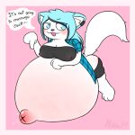 anthro arctic_fox belly big_belly big_breasts blue_eyes blue_hair blush bottomwear breasts butt canid canine clothing dialogue ear_piercing erect_nipples eyebrows female flannel fox fur gesture glistening glistening_butt hair hidden97 highlights_(coloring) hyper hyper_belly inflation long_hair looking_aside mammal navel nipples outie_navel overweight overweight_female piercing pointing pointing_at_self raised_eyebrow shirt short_stack shorts simple_background solo stubby_legs topwear torn_clothing torn_shirt torn_topwear tube_top white_body white_fur 