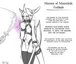  anthro aroused aroused_face balls blush clothing collar cuffs_(clothing) curse cursed_item dragon dungeons_and_dragons fae_dragon flight_rising front_view gemerency genitals girly harness hasbro horn horny humanoid_genitalia humanoid_penis leather legwear magic_item male male/male melee_weapon oleisya penis scimitar slim solo stockings sword throbbing_penis twitching unigan weapon wings wizards_of_the_coast 