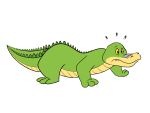  2021 3_toes alligator alligatorid brok_(character) brok_the_investigator crocodilian feet feral green_body hi_res reptile scalie simple_background sobieniak solo surprise toes video_games white_background 