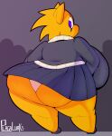  anthro big_breasts big_butt bottomwear breasts butt clothing facial_markings felid female footwear head_markings hi_res huge_breasts huge_butt huge_thighs hyper hyper_breasts looking_back mammal markings pantherine panties parfait_(plaga) plaga purple_eyes shoes skirt solo sweater thick_thighs tiger topwear underwear upskirt wide_hips yellow_body 