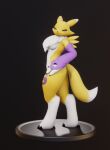  3d_modeling animated anthro bandai_namco breasts chest_tuft claws clothing digimon digimon_(species) digitigrade featureless_breasts featureless_crotch female gloves handwear kekitopu renamon rotating short_playtime solo standing tuft yin_yang 