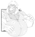  animal_humanoid anthro asgore_dreemurr belly biceps body_hair bovid caprine chest_hair chest_tuft clothed clothing eyes_closed goat hair hairy_arms hi_res horn humanoid looking_away male mammal mammal_humanoid monochrome musclegut open_clothing open_topwear pecs smile solo topwear tuft undertale undertale_(series) video_games yongdasom 