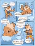 anthro bathing bathtub comic dialogue duo father felid lion male mammal pantherine parent smallsrabbit son toilet 