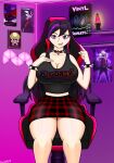 absurd_res big_breasts breasts female gaming goth hi_res human kozydrex mammal playing_videogame solo thick_thighs trixie_kozydrex 