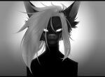  2019 27:20 anthro avis_(epicfacepowwaa) black_and_white black_clothing black_sweater black_topwear canid canine clothing digital_drawing_(artwork) digital_media_(artwork) ear_piercing epicfacepowwaa eyebrows facial_tuft female glowing glowing_background glowing_eyes grey_theme hair hi_res looking_at_viewer mammal monochrome piercing signature solo sweater topwear 